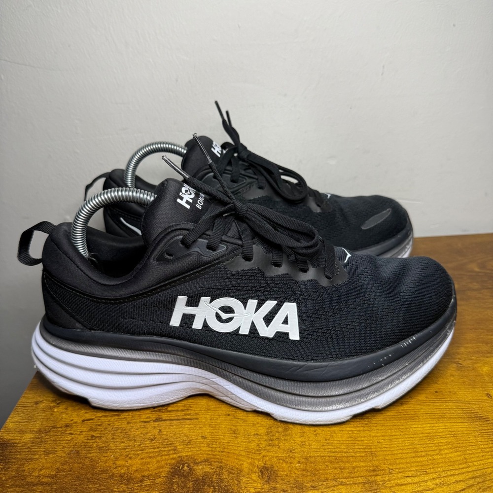 Hoka Bondi 8 Running Shoes Mens Size 8 Black White 1123202 BWHT